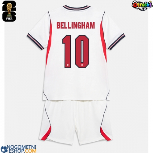 Otroški Nogometni dresi Anglija Jude Bellingham #10 Domači SP 2026 Kratek Rokav (+ Kratke hlače)